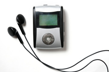 Vintage digital music player on a white background
