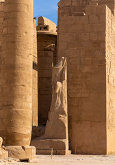 Egypt, Luxor - Karnak Temple, complex of Amun-Re. Statues of Ramses II and Nefertiti.