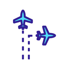 Obraz premium The trajectory of the plane is an icon vector. Thin line sign. Isolated contour symbol illustration