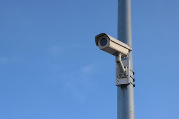 Security Video Camera on the metal post