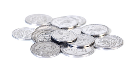 Georgian money coin bill isolated on white