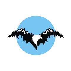 Silhouette of an eagle and mountains