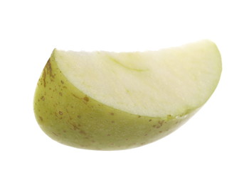 Green apple slice isolated on white background