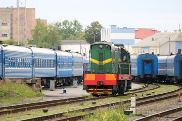 shunting locomotive in the parking lot