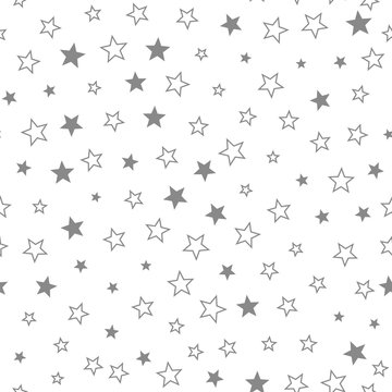Abstract stars vector seamless pattern on white background