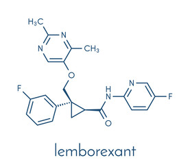 Fototapeta premium Lemborexant insomnia drug molecule. Skeletal formula.