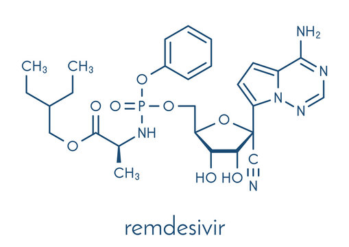 Remdesivir Antiviral Drug Molecule.  Skeletal Formula.