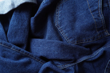 Fototapeta premium Jeans background. Denim jeans texture. Blue denim pattern.