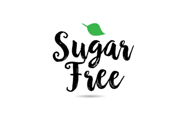 Sugar Free text word with green leaf hand written for logo typography design template