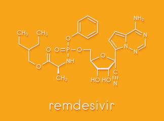 Remdesivir antiviral drug molecule.  Skeletal formula.