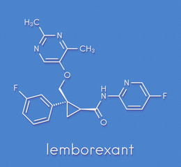 Lemborexant insomnia drug molecule. Skeletal formula.