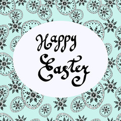  greeting card print textile easter congratulations holidays eggs with ornament graphics doodle sketch elements on purple background hand-drawn abstraction inscription hand-drawn happy easter