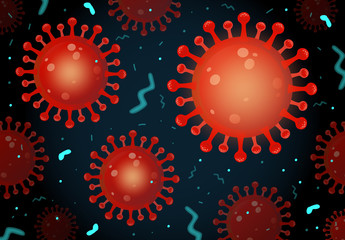 Cov virus, infectious bacterial cells vector illustration