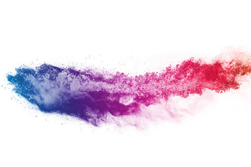 abstract powder splatted background. Colorful powder explosion on white background. Colored cloud. Colorful dust explode. Paint Holi.