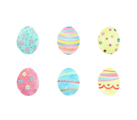 Set with 6 watercolor easter eggs