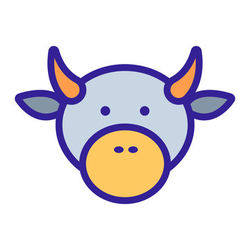 Cow icon vector. Thin line sign. Isolated contour symbol illustration