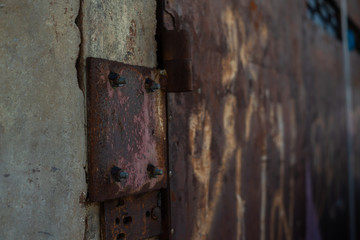  Old cement walls and rusted metal plates Look like art