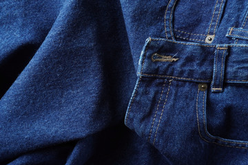 Naklejka premium Jeans background. Denim jeans texture. Blue denim pattern.