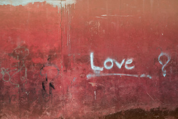 The backdrop of the old cement wall with faded colors, hot tones with alphabet 