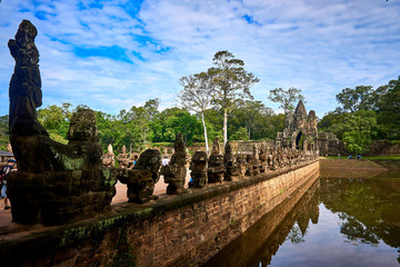 South Gate Angkor wat temple ruins siem reap cambodia asia