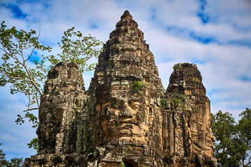 Fototapeta premium South Gate Angkor wat temple ruins siem reap cambodia asia
