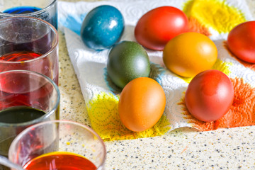 Fototapeta na wymiar Easter eggs after painting for Easter.