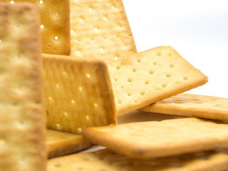 cream cracker on white isolated background
