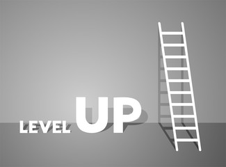 Design of level up message and stairs