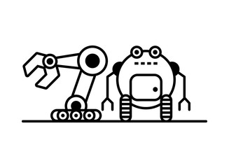 couple of robots technology icons