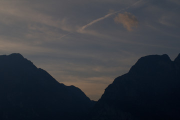 sunset in the mountains,nature,landscape,silhouette, evening,view,sky