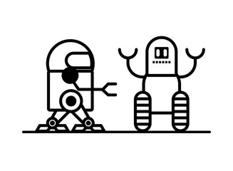 couple of robots technology icons