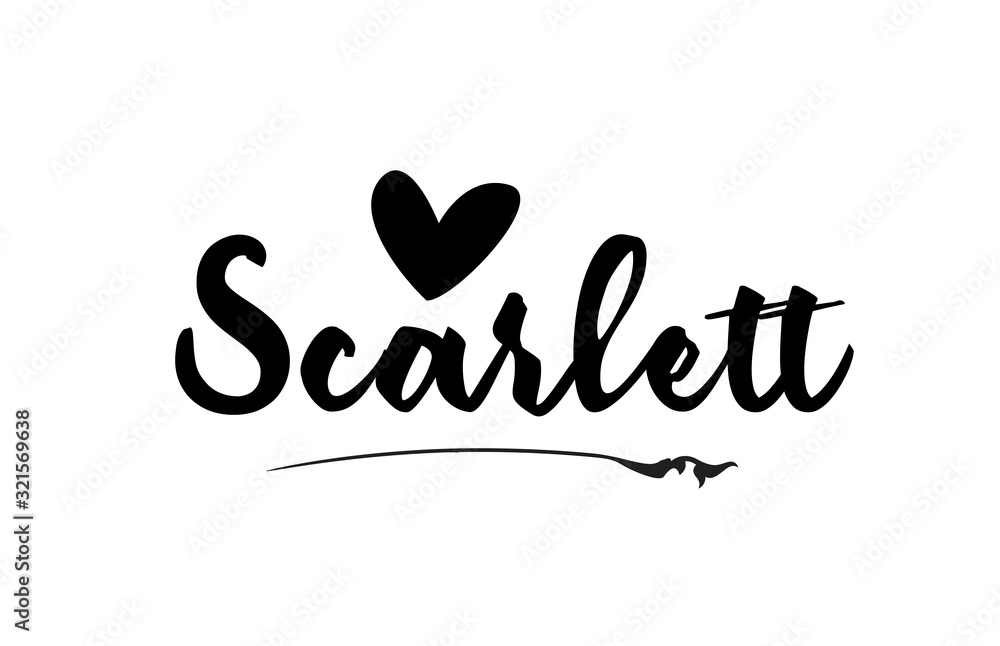 Wall mural Scarlett name text word with love heart hand written for logo typography design template