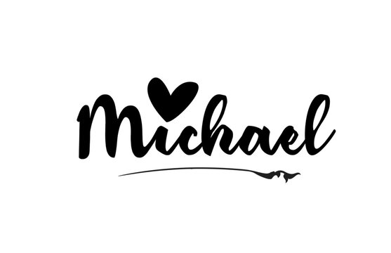 Michael name text word with love heart hand written for logo typography design template