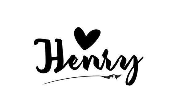 Henry name text word with love heart hand written for logo typography design template