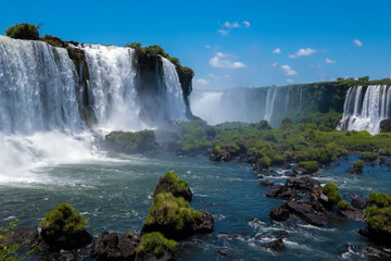 The awe inspiring Iguazu Falls (Iguaçu , waterfalls of the Iguazu River on the border between Argentina and Brazil. The largest waterfall in the world