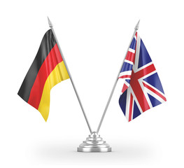 United Kingdom and Germany table flags isolated on white 3D rendering