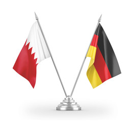 Germany and Bahrain table flags isolated on white 3D rendering