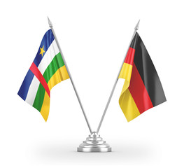 Germany and Central African Republic table flags isolated on white 3D rendering