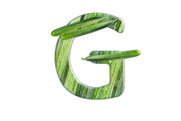 English letter " G " made up of cucumbers