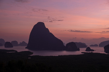 Sunrise Samet Nang She viewpoint Phangnga Bay Thailand 