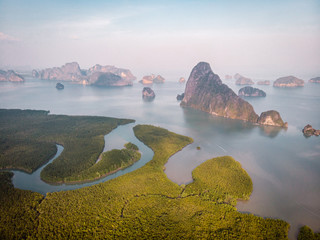 Sunrise Samet Nang She viewpoint Phangnga Bay Thailand 