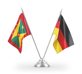 Germany and Grenada table flags isolated on white 3D rendering