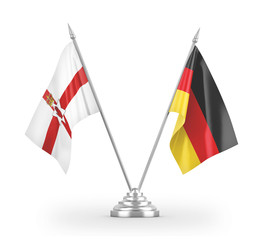 Germany and Northern Ireland table flags isolated on white 3D rendering