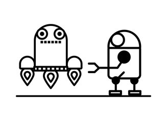 couple of robots technology icons