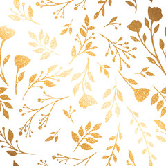 Pattern background with flowers. illustration gold flowers. Chinese ink painting. Graphic hand drawn floral pattern. Textile fabric design. Golden inking.