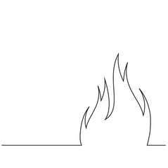 Abstract fire in one continuous line style. Minimalism style vector drawing.