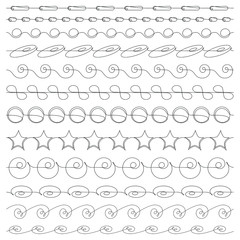 Obraz premium Set of dozen swirly calligraphy lines for decorative borders, brushes, text dividers.
