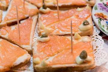 Appetizer of salmon tartlets