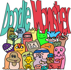happy doodle monster