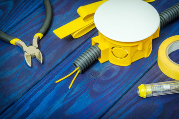 Kit spare parts and tools for electrical prepared before repair or setting